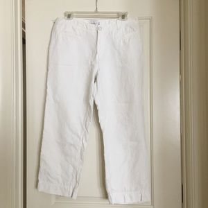 Vintage Calvin Klein White Denim Linen Crop Flare